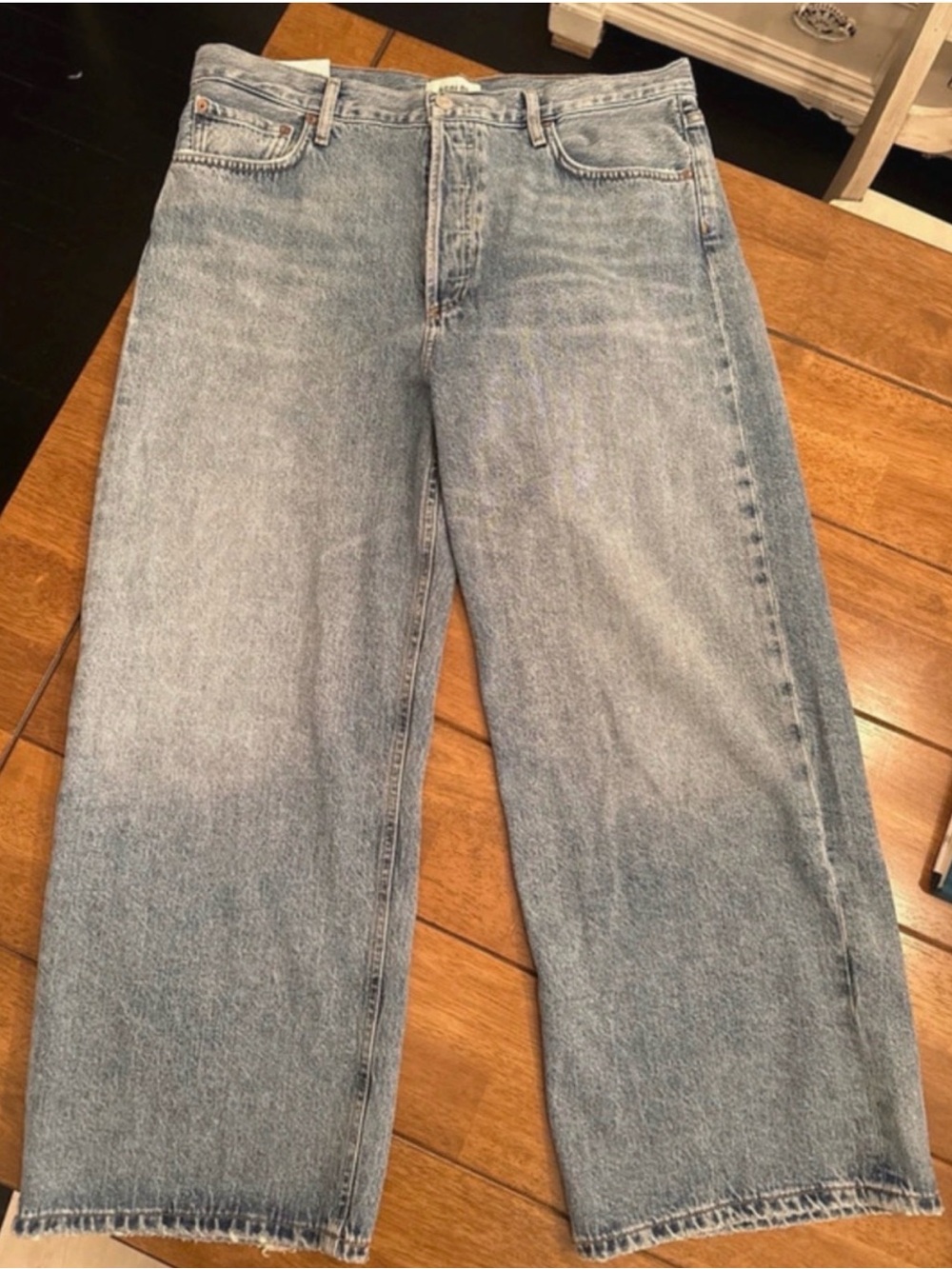 AGOLDE Ren Petite High Rise Wide Leg Jeans 32 Light Wash NWT
